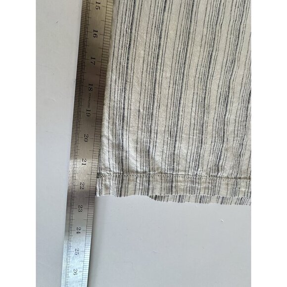 Max Studio Women's Cropped Wide‎ Leg Striped Pants L Cream Linen Nautical Granny - Picture 11 of 11